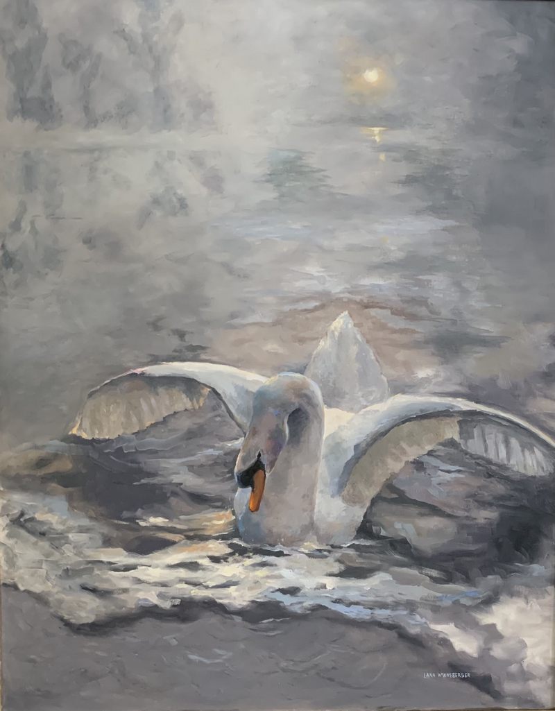 painting-of-a-white-swan-by-Lana-Ford-Winneberger