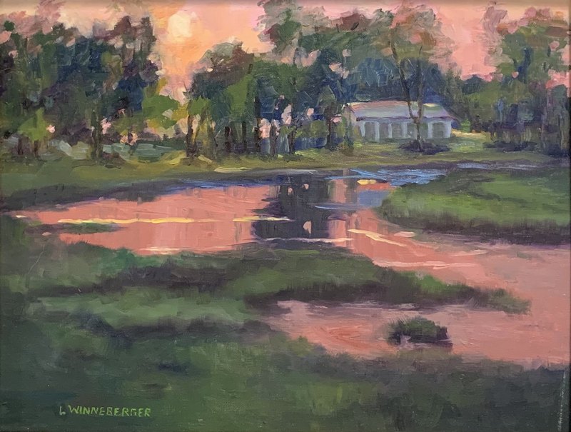 painting-of-the-lake-covered-with-green-plants-by-Lana-Ford-Winneberger